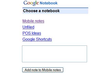 Google Notebook en los móviles